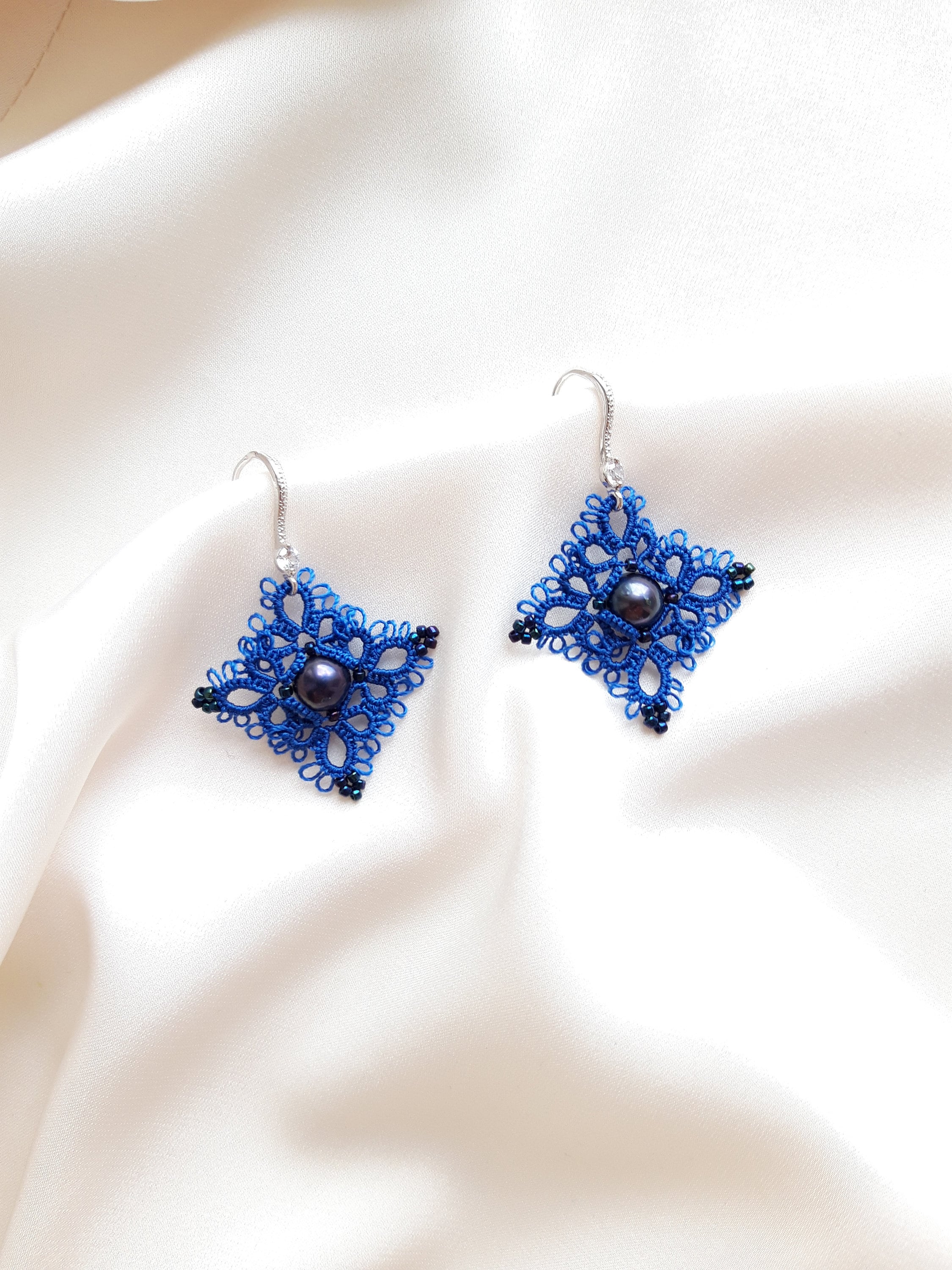 Tatting Earrings Pattern and Step by Step Tutorial DIY Etsy