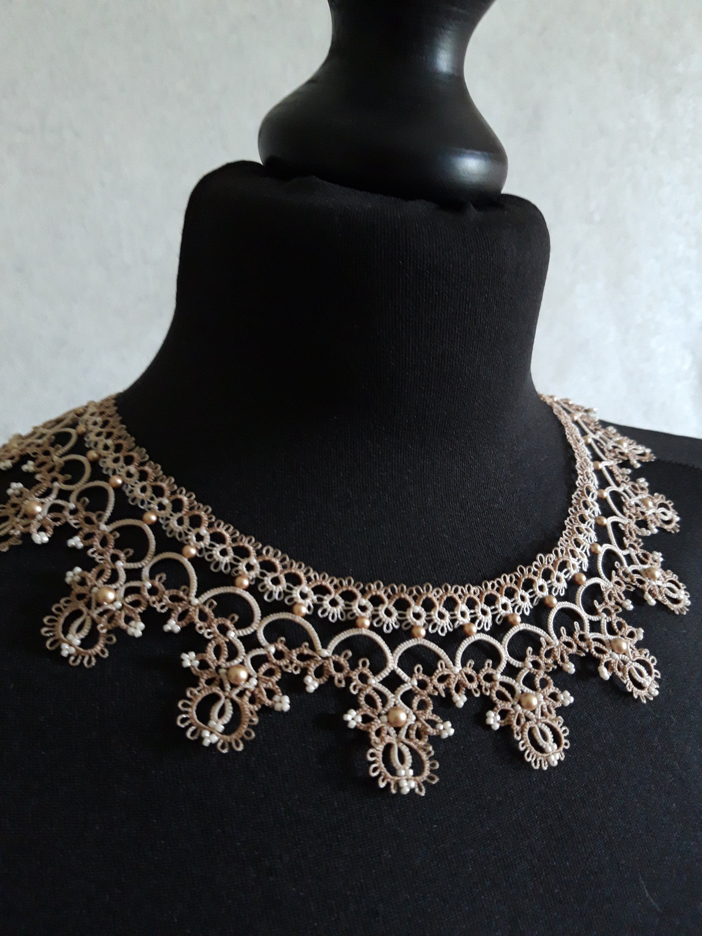 Pattern and tutorial tatting necklace with beads Etsy