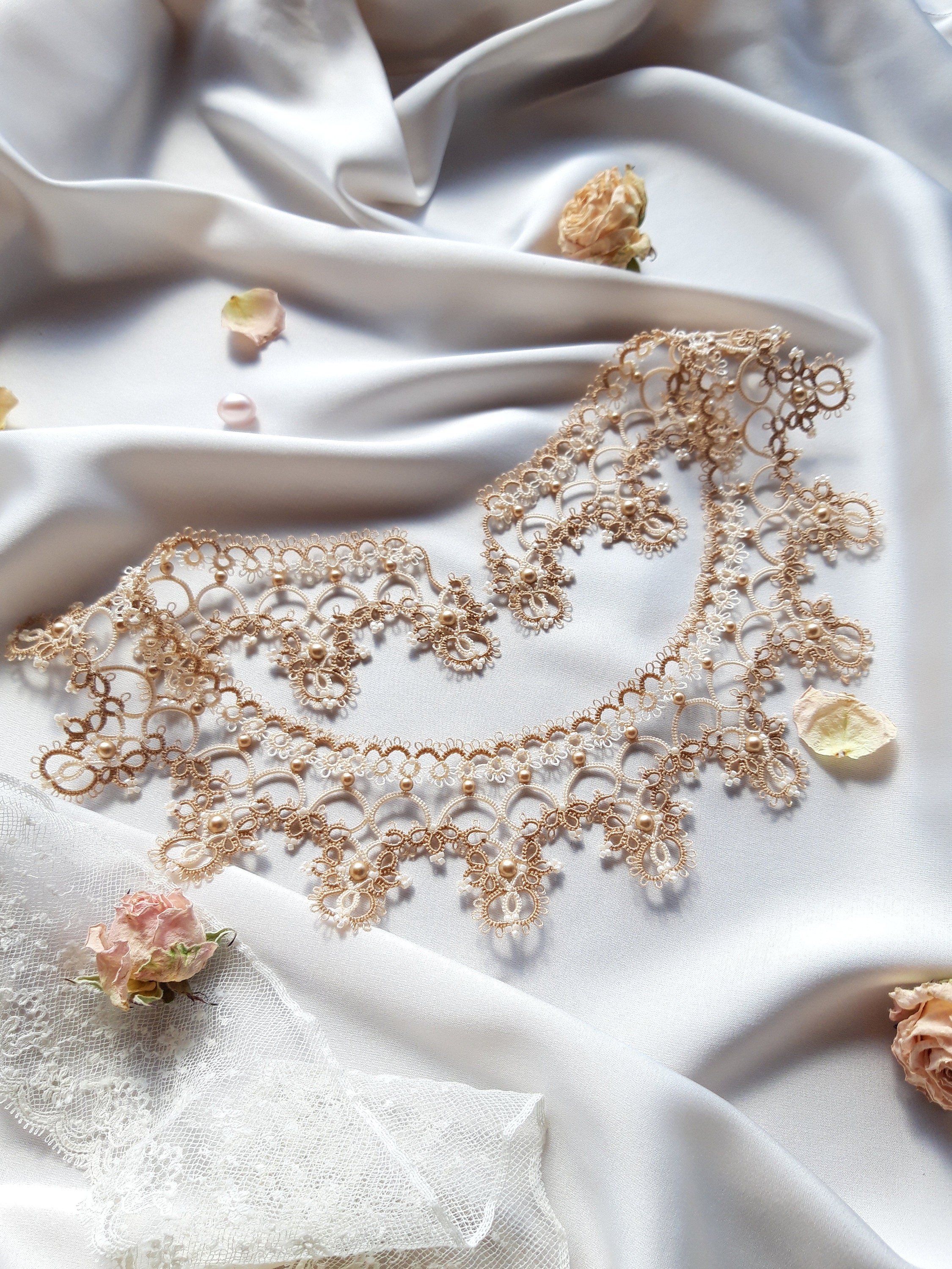 Pattern and tutorial tatting necklace with beads Etsy