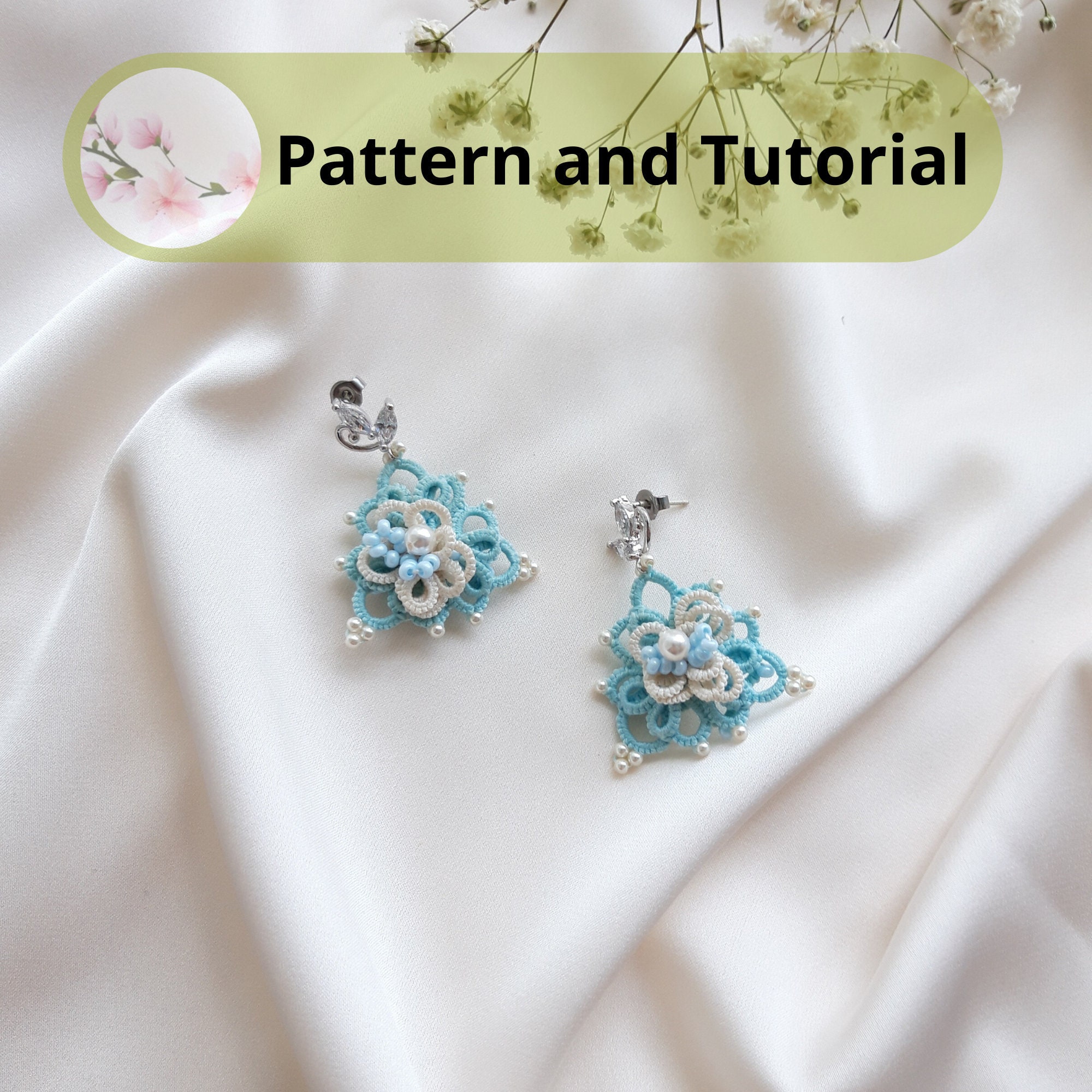 Tatting lace earrings pdf pattern plus tutorial for beginners Etsy