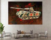 German Tank Print, Panther Tank Wall Art, Panther Canvas, WW2 German Tank Painting