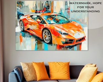 Orange Lamborghini Canvas Print: Supercar Wall Art