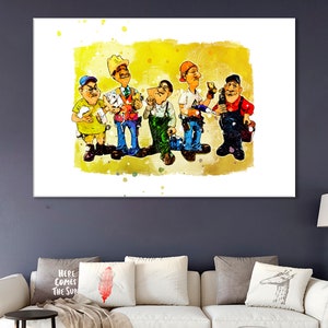 Construction Workers Canvas, Construction Print, Handyman Gift,Working Wall Art, Construction Сompany Office Decor,Workers Characters Poster
