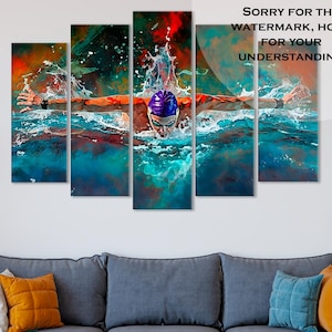 Swimming Artwork, Pool Wall Decor, Water Sport Canvas, Swimming Pool Unique Gift, Swimmer Wall Print, Swimming Wall Print,Pool Workout Decor