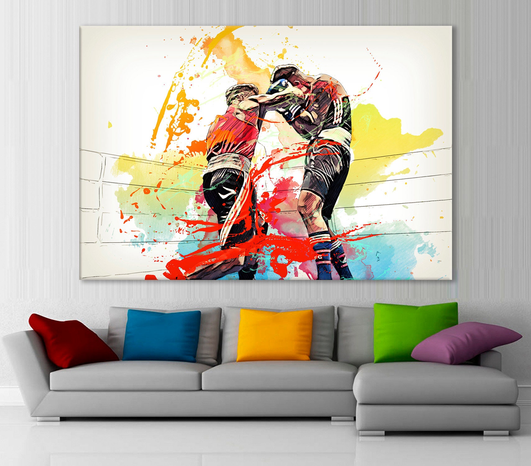 Boxing Canvas Boxing Print Motivation Wall Art Ring Room Etsy