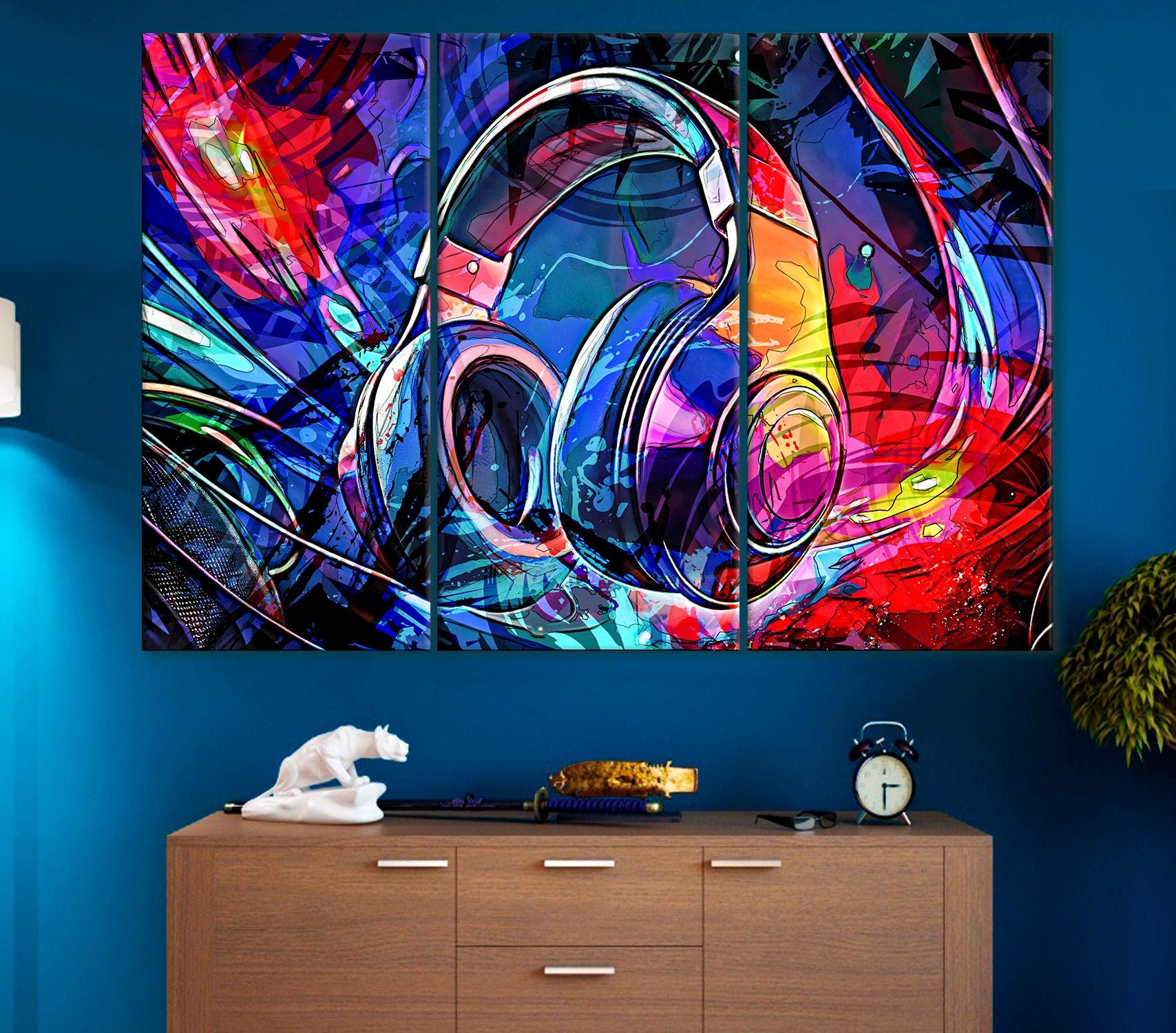 Abstract Headphone Canvas Print: Gamer Room Wall Art - Etsy