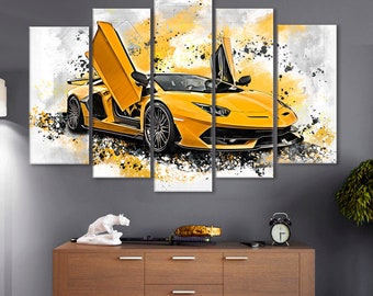 Lamborghini Canvas Wall Art: Dekoracja z żółtego supersamochodu