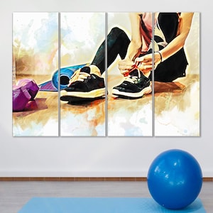 Fitness Girl Wall Art, Motivation Canvas, Sport Room Decor, Gym Wall Art, Girl Gift, Exercise Canvas, Fitness Artwork, Workout Wall Decor