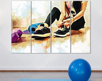 Fitness Girl Canvas Art: Gym Workout Motivation Decor