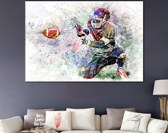 Football Player Canvas Art, Sports Room Decor