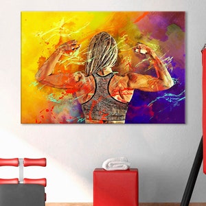 Fitness Girl Canvas Print, Motivation Wall Art, Gym Wall Art, Girl Gift, Fitness Room Decor,Training Wall Art,Workout Artwork,Crossfit Print