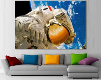 Astronaut Canvas Print: Modern Spaceman Wall Art on Wooden Frame