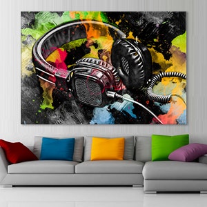 Headphone Canvas Print, Headphone Wall Art, Singer Gift, Music Studio Wall Decor, Recording Studio Decor, Music Artwork, Ready To Hang