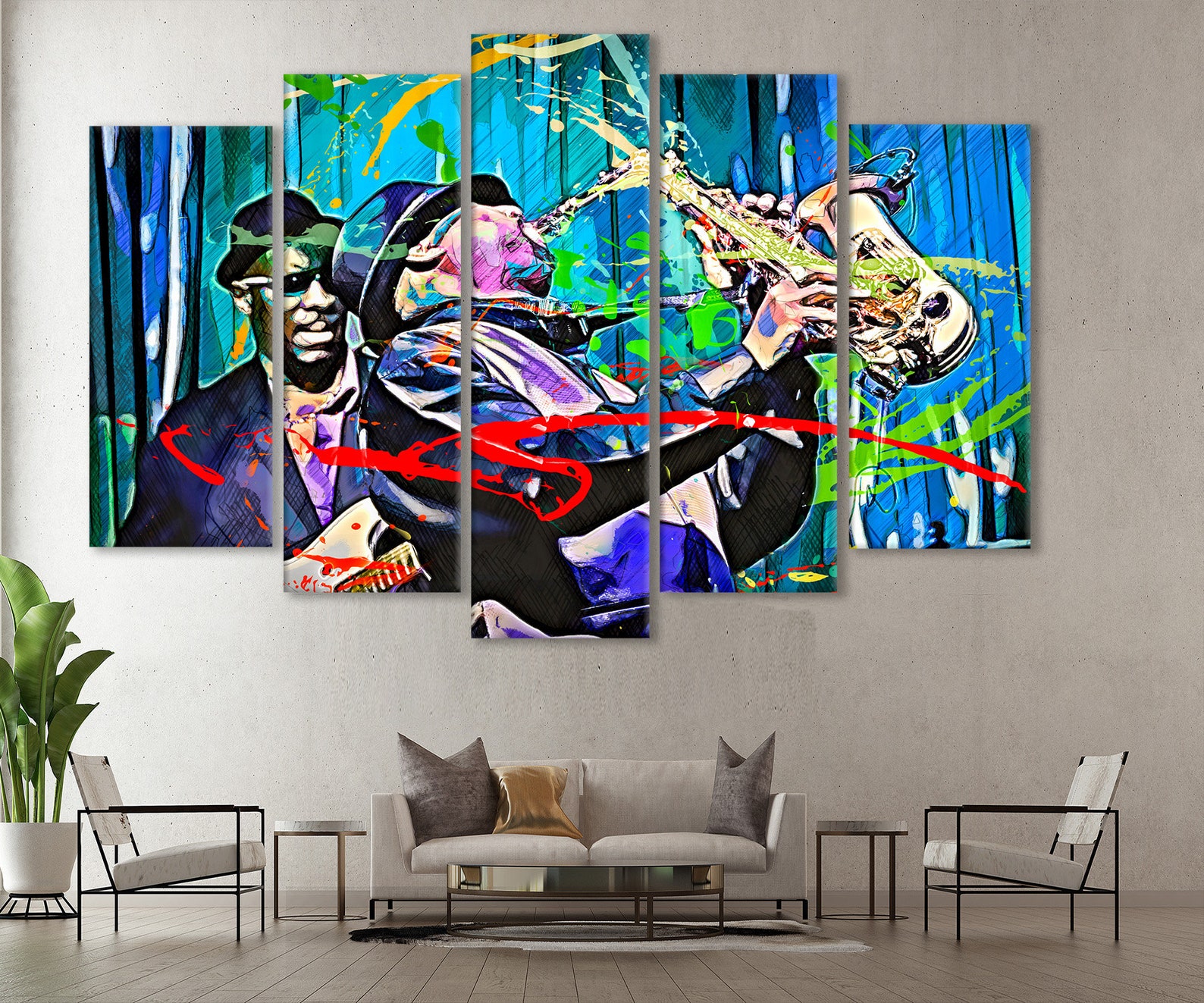 Jazz-Musik Wandtattoo Aus Vinyl – Entfernbar, Wasserfest, 57x53 Cm, Selbstklebend