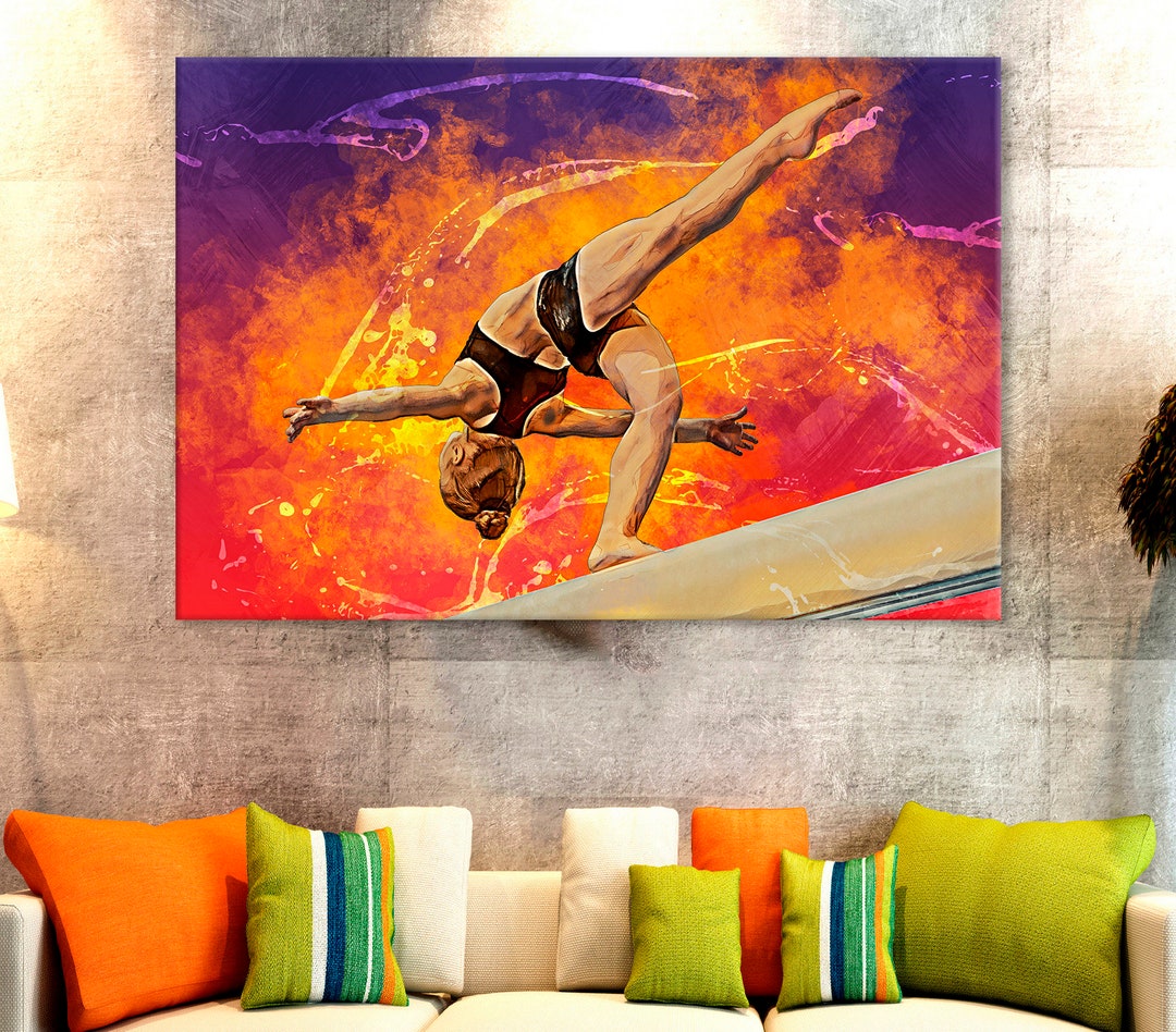 Girl Gymnast Canvas Print Balance Beam Wall Art Gymnastics Etsy