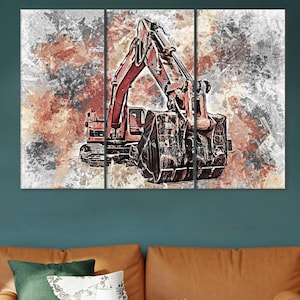 Crawler Excavator Canvas, Heavy-Duty Machine Wall Decor, Excavator Artwork, Excavator Driver Gift, Excavator Office Decor,Excavator Wall Art