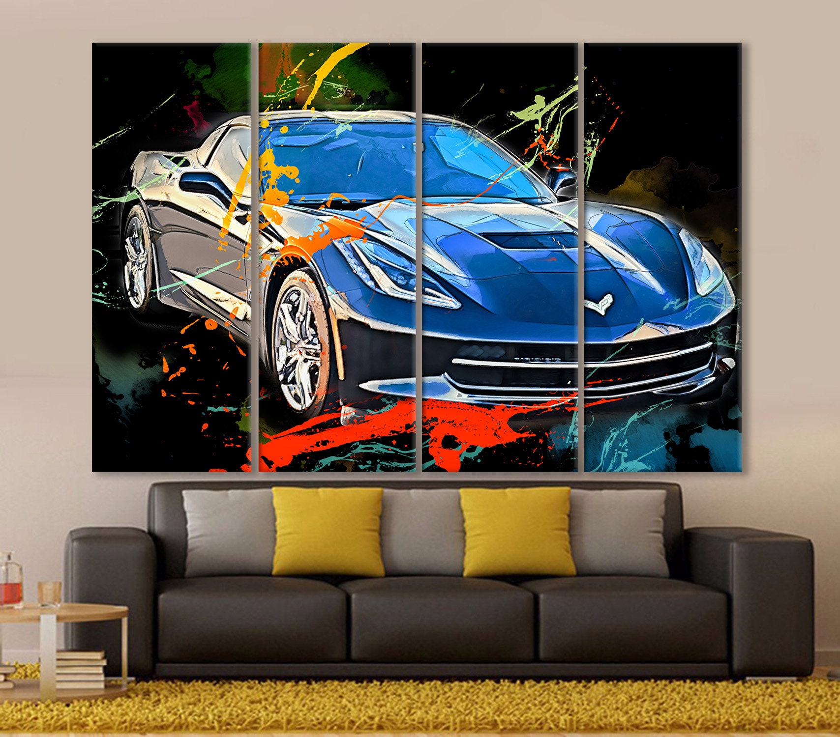 Chevrolet Corvette Canvas Print: Supercar Poster, Boy Room Decor