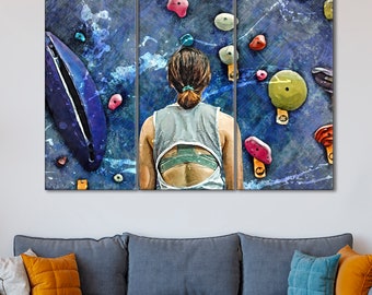 Rock Climbing Canvas Print: Alpinism Wall Art, Climber Gift