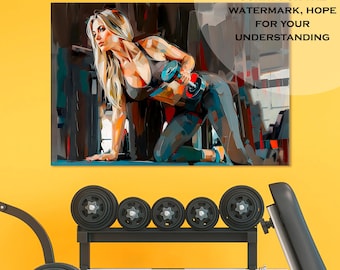 Fitness Girl Canvas Print: Gym Room Decor, Workout Motivation Art