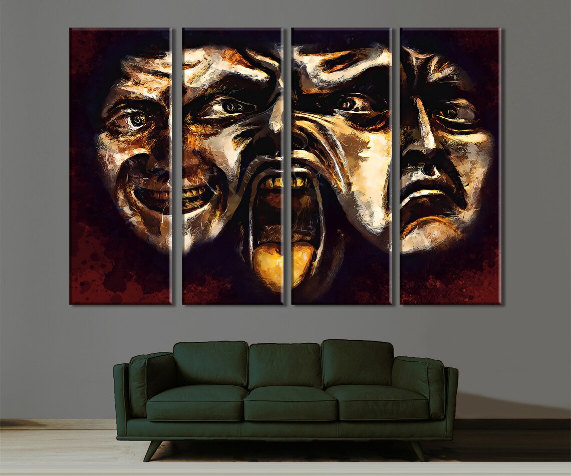 Theater Masks Wall Decor High Quality Canvas Print Comedy Etsy