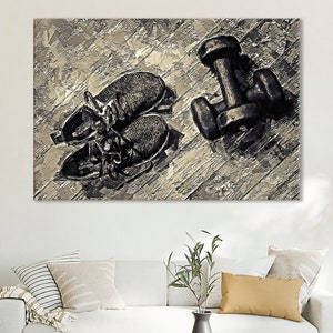 Motivation Canvas, Dumbbells Print, Gym Wall Decor, Fitness Artwork, Gym Room Decor, Calisthenics Artwork, Girl Gift, Gym Artwork, Sport Art