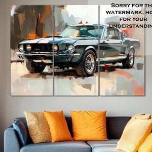 Ford Shelby Wall Art, GT500 1967 Canvas Print, Mustang Decor & Shelby 1967 Artwork, Classic Car Wall Art