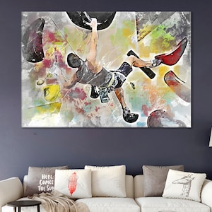 Climbing Wall Artwork, Climber Canvas, Climber Wall Decor, Mountaineering Print, Alpinism Gift, Rock Climbing Wall Art, Climbing Wall Print