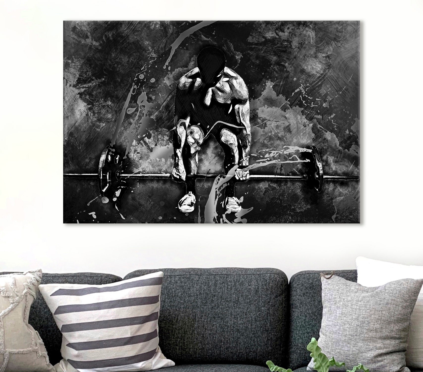 Weightlifter Canvas, Motivation Print, Gym Wall Art, Barbell Poster, Athlete Gift, Workout Wall Decor, Deadlift Artwork,Weightlifting Canvas