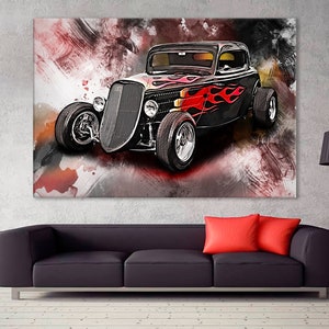 Hot Rod Print, Hot Rod Canvas, Hot Rod Poster, Vintage Car Wall Art, Canvas Multiple Sizes Wrapped, Canvas on Wooden Frame
