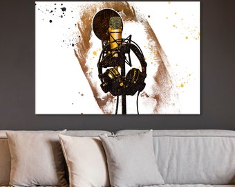 Microphone Canvas Print: Music Studio Wall Art, Ready to Hang