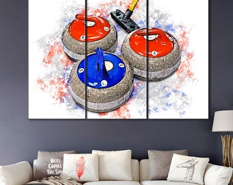 Curling Stones Canvas Print: Winter Sport Wall Art