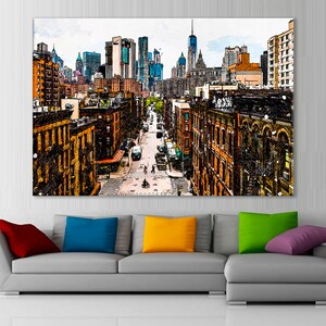 New York City Wall Decor, Manhattan Abstract Painting, New York Room Decor, Manhattan Canvas, Manhattan Wall Decor, Framed Canvas Art