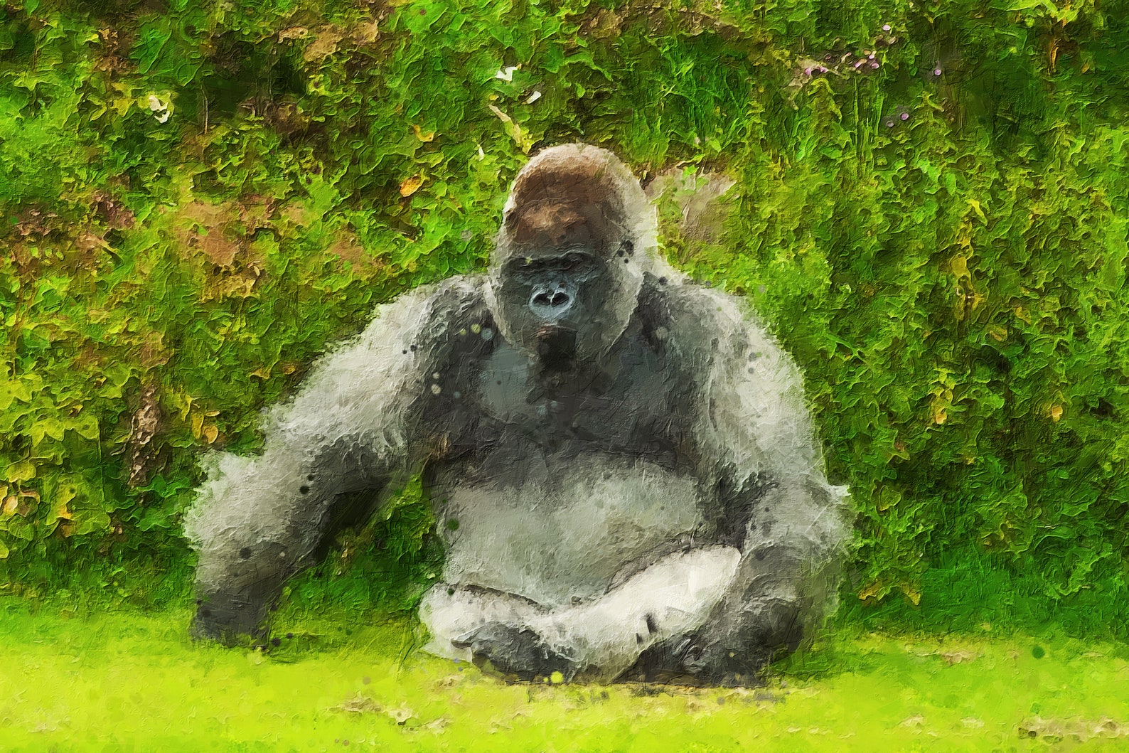 Gorilla Canvas Animals Print Gorilla Wall Decor Gorilla Etsy