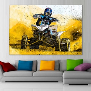 ATV Quad Bike Canvas Print, Quad Bike Race Artwork, ATV Quad Motorcycle Poster, ATV Bike Wall Decor, Kids Room Decor, Quad Bike Digital Art
