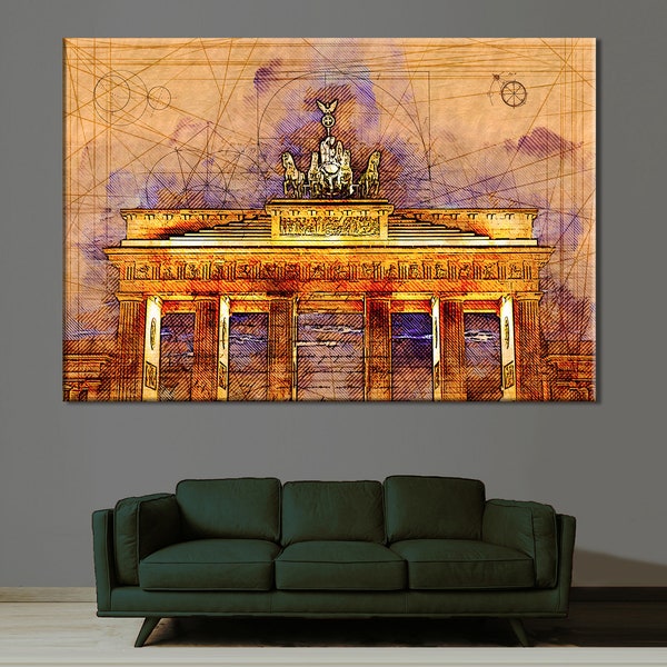 Brandenburger Tor canvas print, Brandenburger Tor kunst aan de muur, Berlijn print, Duits doek, Brandenburger Tor poster, Brandenburger Tor kamer decor