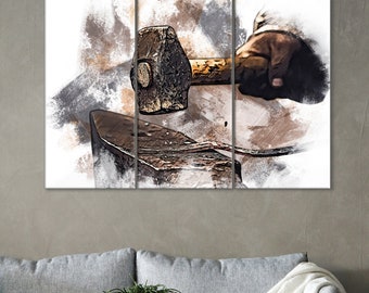 Blacksmith at Work Canvas Print: Anvil Wall Decor