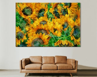 Sunflower Print, Abstract Wall Art, Yellow Flowers Photo, Flowers Photo, Flower Canvas, Flowers Poster, Abstract Home Decor Flowers Decor