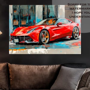 Ferrari Canvas Print | Super Car Wall Art & Poster | Sport Car Decor for Boys | Unique Ferrari Painting for Home