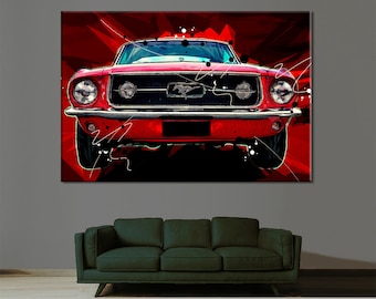 Ford Mustang Canvas Print: Muscle Car Poster, Boy Room Decor