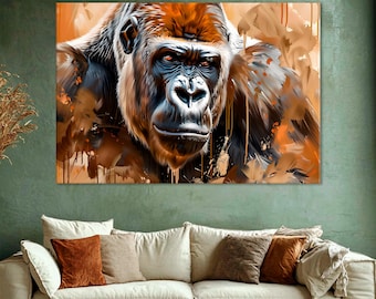 Abstract Gorilla Canvas Print: Modern Home Office Wall Art