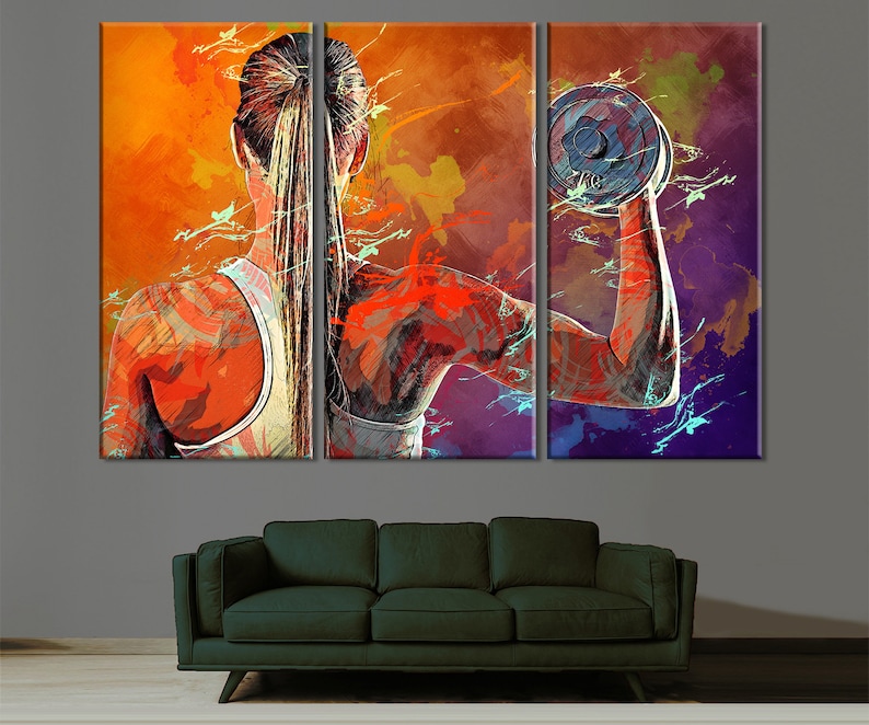Fitness Girl Print Motivation Canvas Sport Canvas Print Gym Etsy