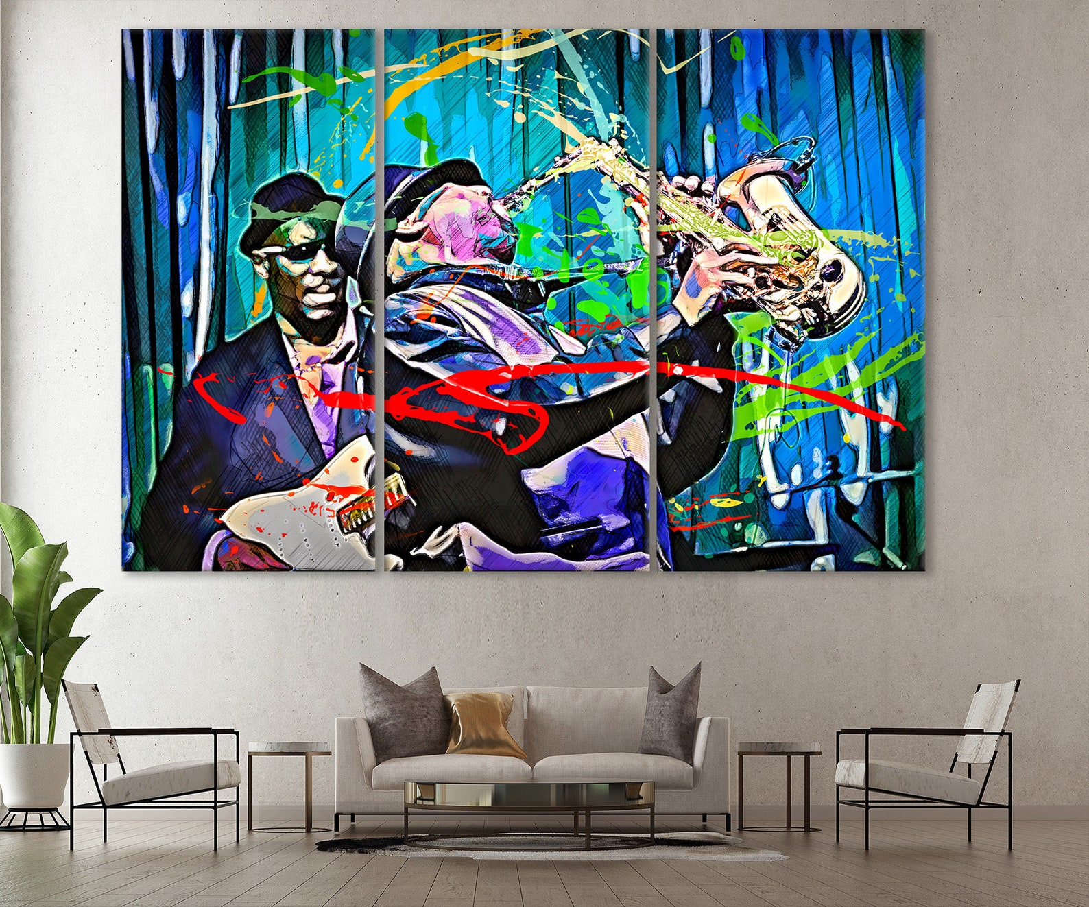 Jazz Band Wall Art Jazz Canvas Music Room Decor Abstract | Etsy