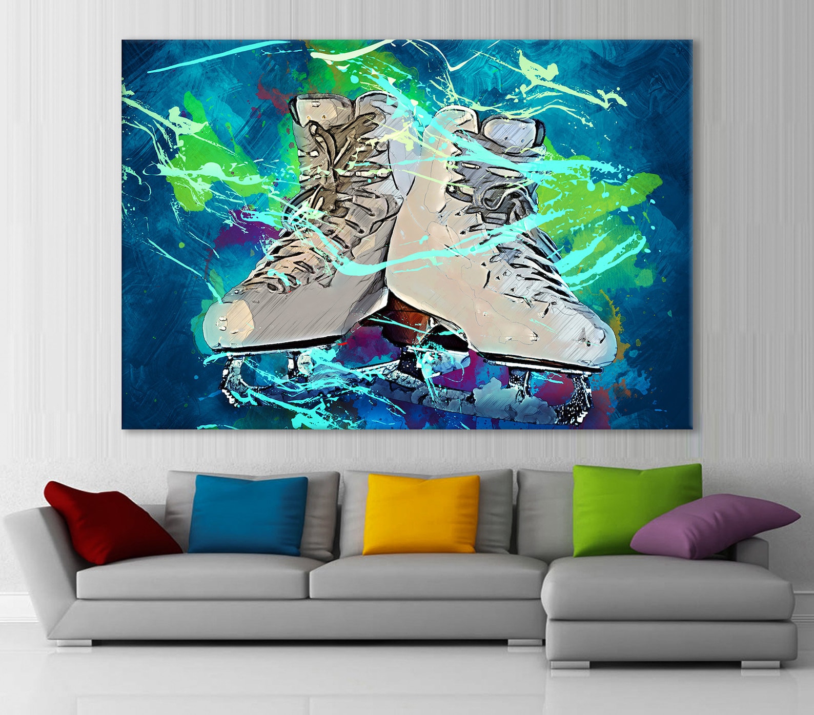 Figure Skating Canvas Skates Print Ice Skate Wall Art Ice Etsy