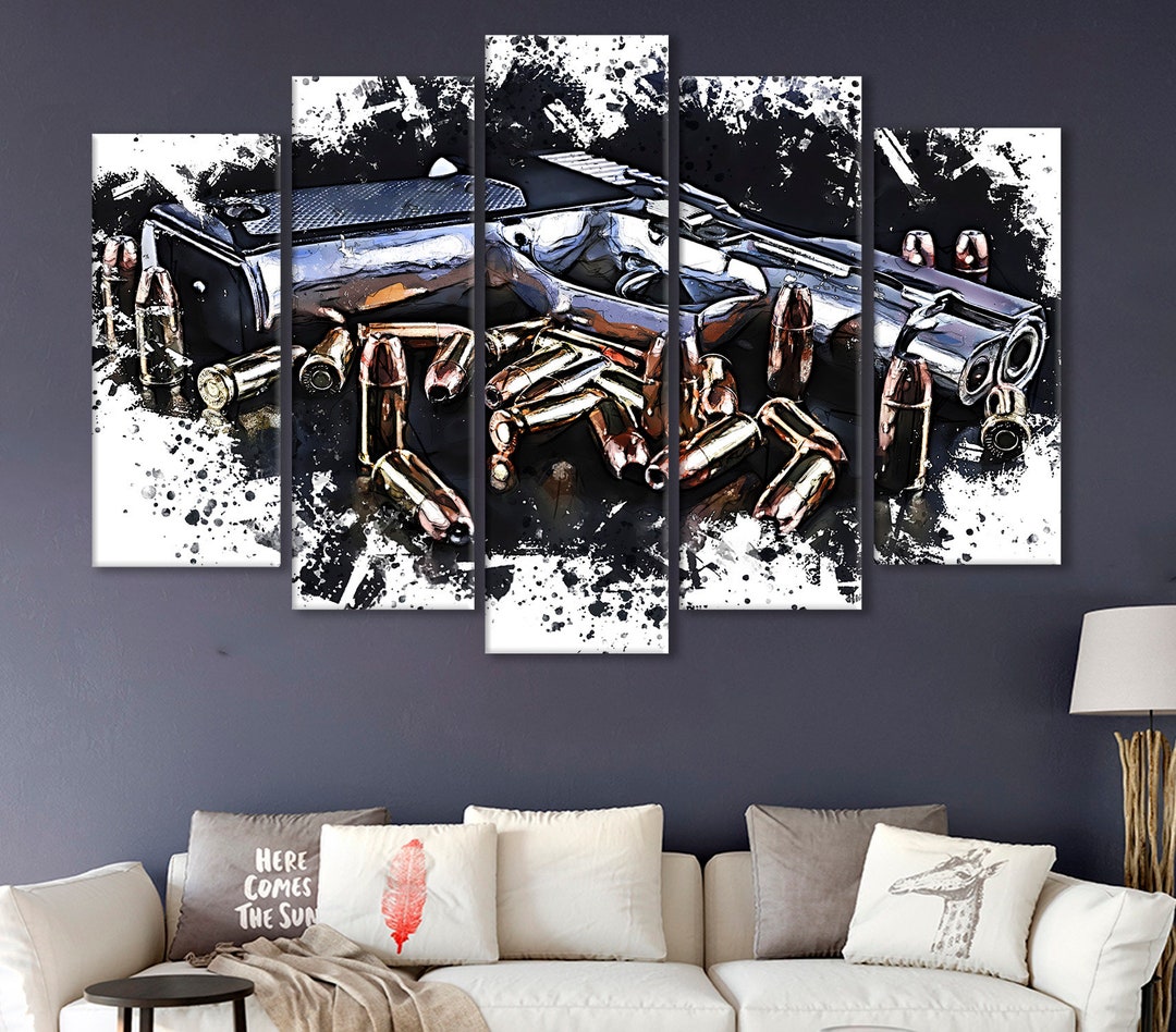 Gun Artwork, Weapon Canvas, Firearm Wall Decor, Shooter Gift, Weapon