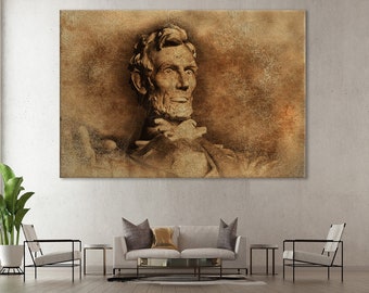 Impresión en lienzo del Monumento a Lincoln: arte mural patriótico vintage