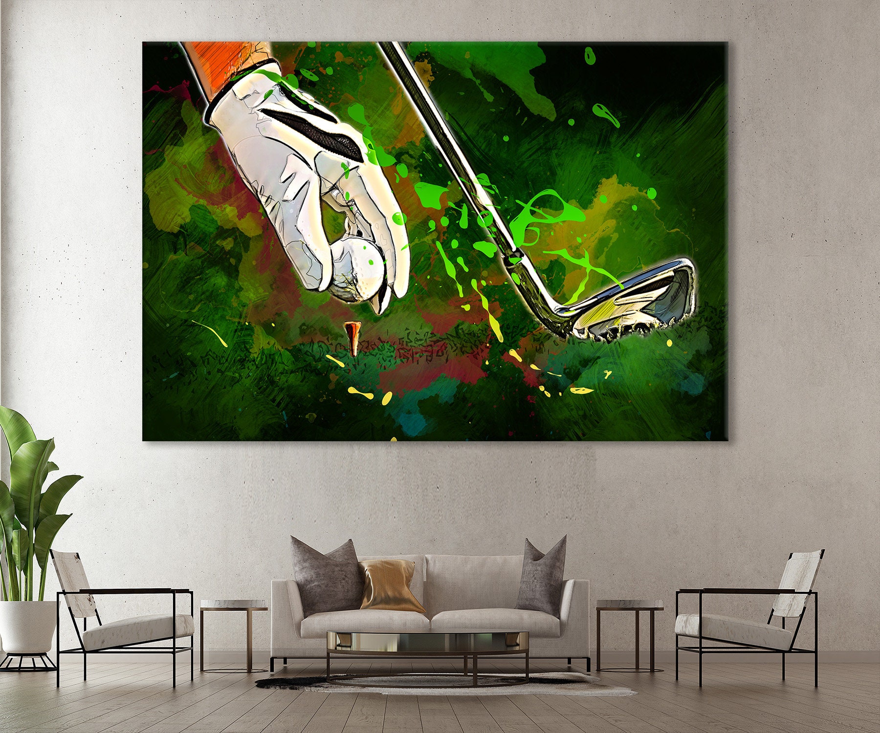 Golf Canvas Golf Wall Art Golf Print Golf Room Decor Golf Etsy