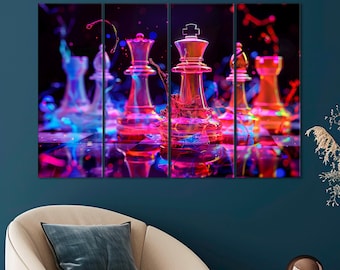 Chessboard Canvas Wall Art: Modern Game Room Decor