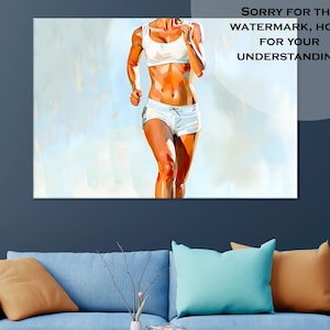 Female Runner Canvas Art | Running Motivation Print for Gym Decor | Perfect Gift for Athletes & Fitness Enthusiasts