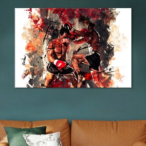 Muay Thai Canvas, Thai Boxing Print, Ring Room Decor, Sparring Print, Muay Thai Gift, Martial Arts Wall Art, Fighters Artwork, Muay Thai Art