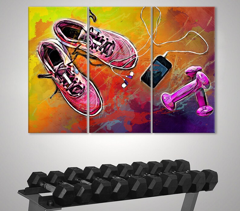 Motivation Canvas Gym Wall Art Fitness Print Dumbbell | Etsy